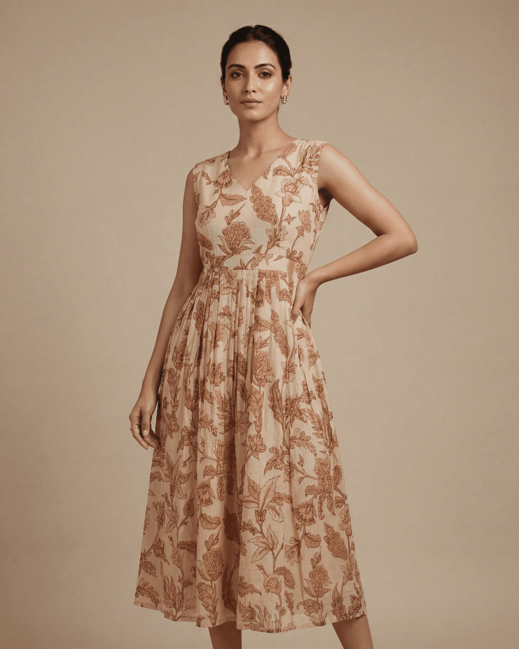 1 Kiaraah Eha Cotton Silk Sleeveless Maxi Dress with Boat Neck and Flowing Skirt